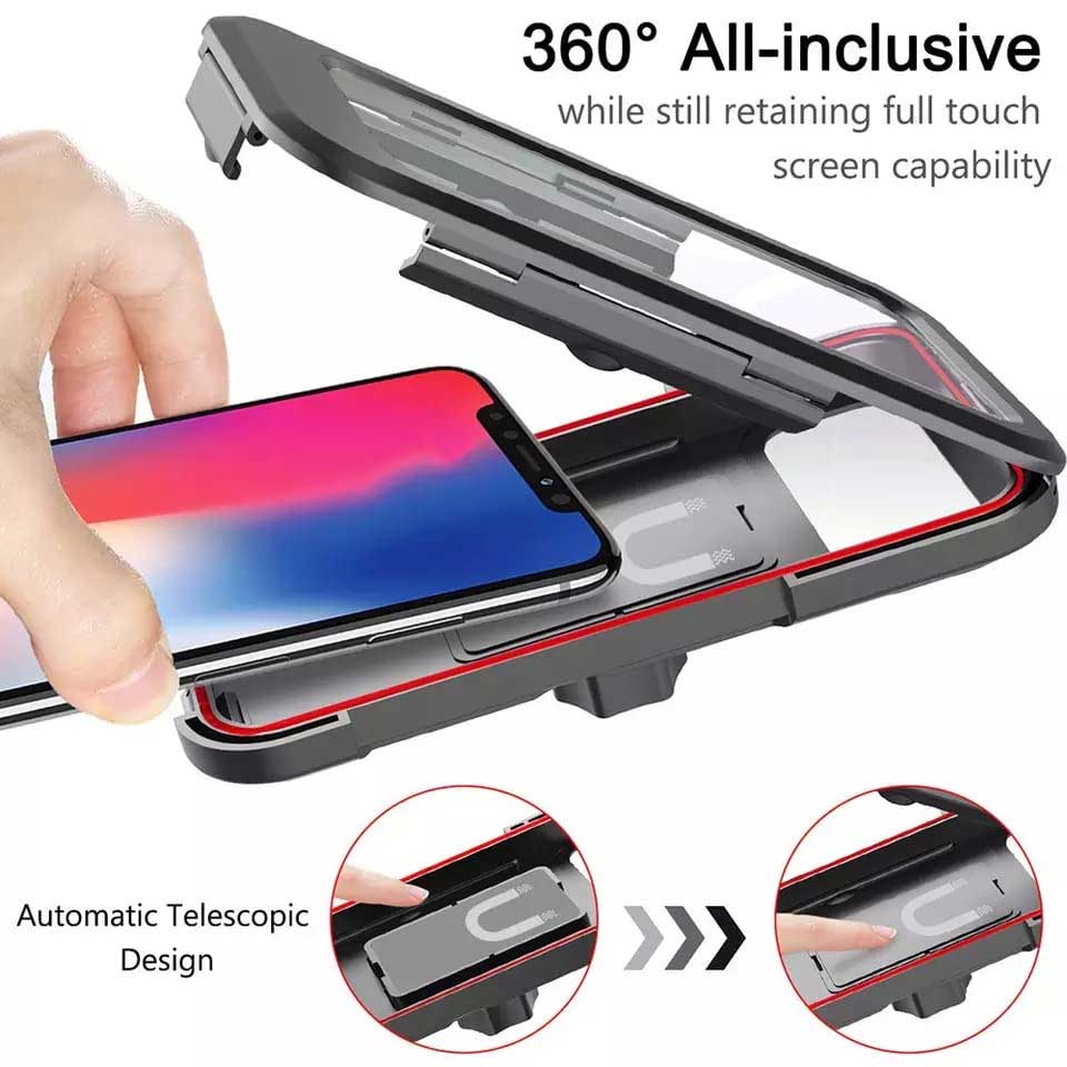 KJDESIGN Waterproof Bike Bicycle Cell Phone Holder for Motorcycle - Bike Bicycle Handlebars, 360° Adjustable Universal Motorcycle Phone Mount Bike Mobile Phone Holder with TPU Touch-Screen