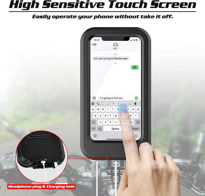 KJDESIGN Waterproof Bike Bicycle Cell Phone Holder for Motorcycle - Bike Bicycle Handlebars, 360° Adjustable Universal Motorcycle Phone Mount Bike Mobile Phone Holder with TPU Touch-Screen